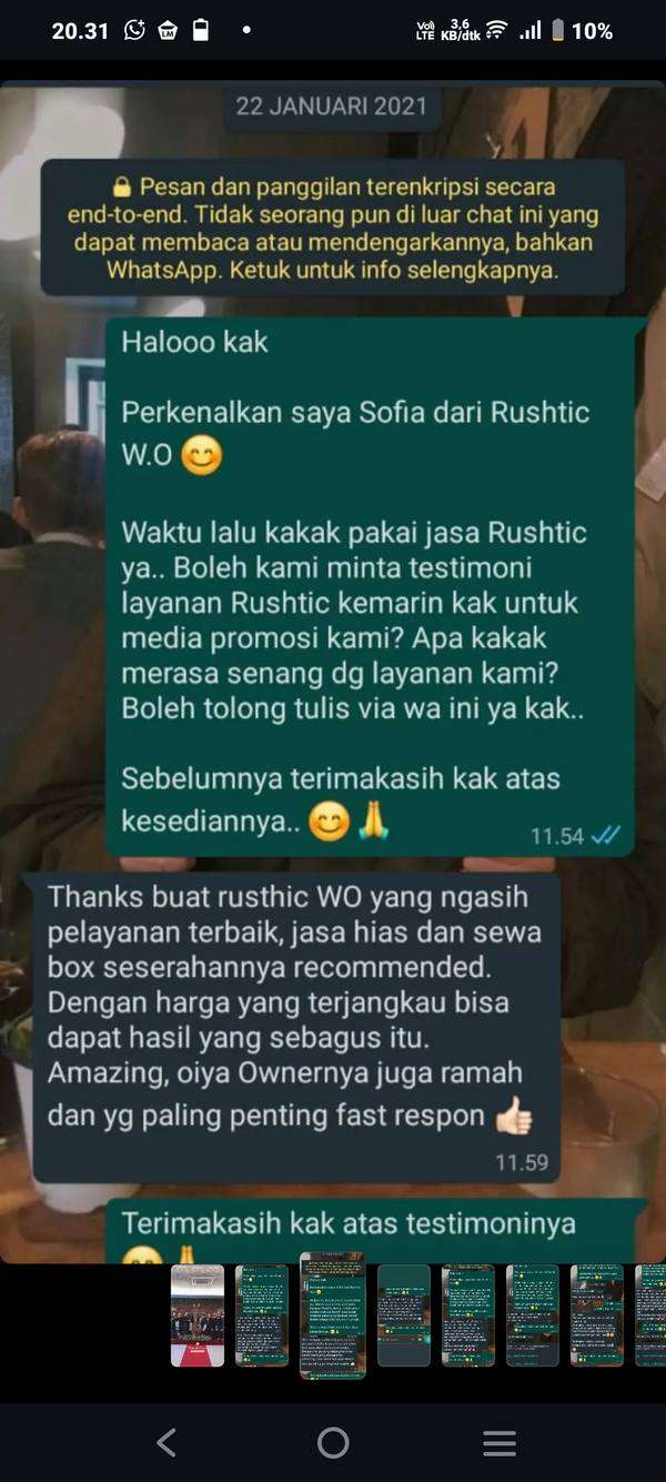 Testimoni klien Rushtic WO 1