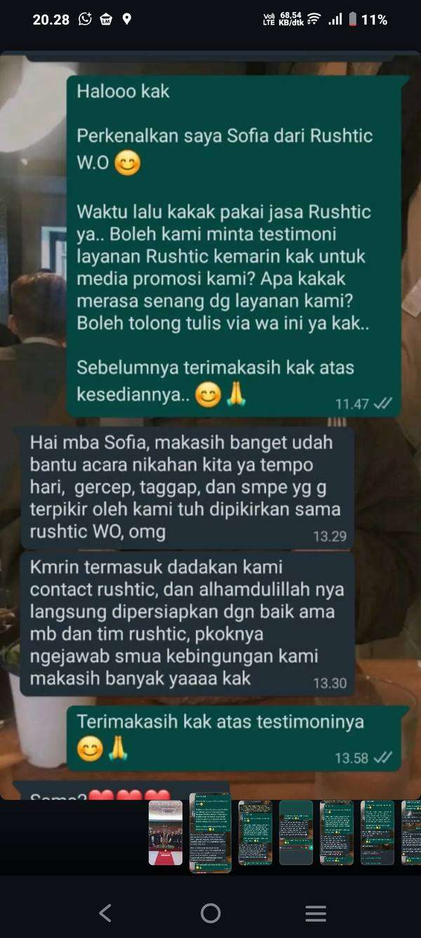 Testimoni klien Rushtic WO 4