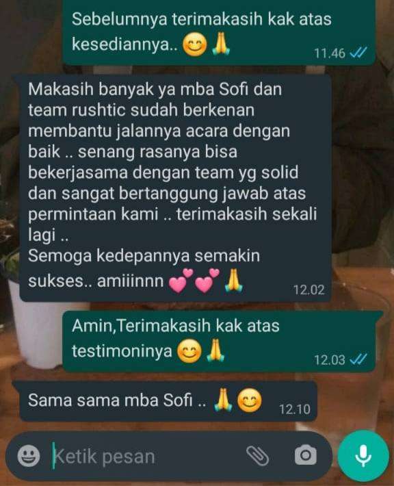 Testimoni klien Rushtic WO 5