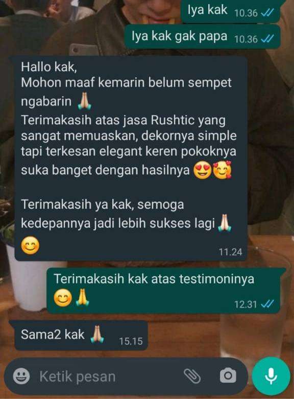 Testimoni klien Rushtic WO 6